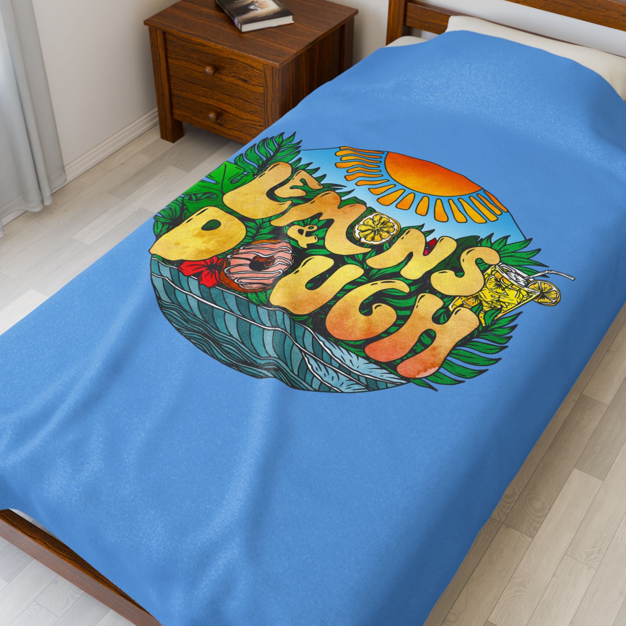 Lemons & Dough Velveteen Plush Blanket, Cozy Throw for Home Decor, Gift for Food Lovers, Summer Vibes, Perfect for Picnics, Sofa