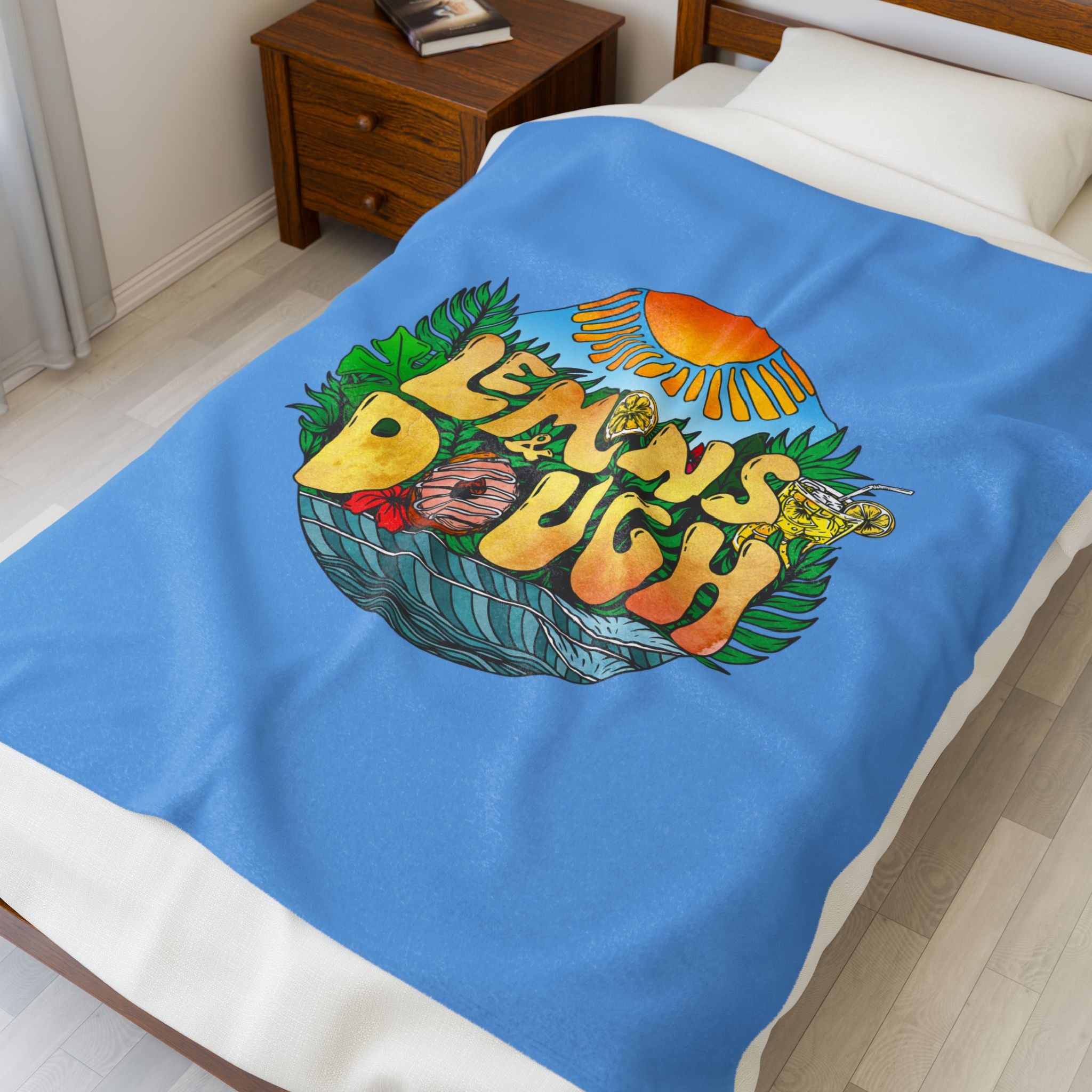 Lemons & Dough Velveteen Plush Blanket, Cozy Throw for Home Decor, Gift for Food Lovers, Summer Vibes, Perfect for Picnics, Sofa